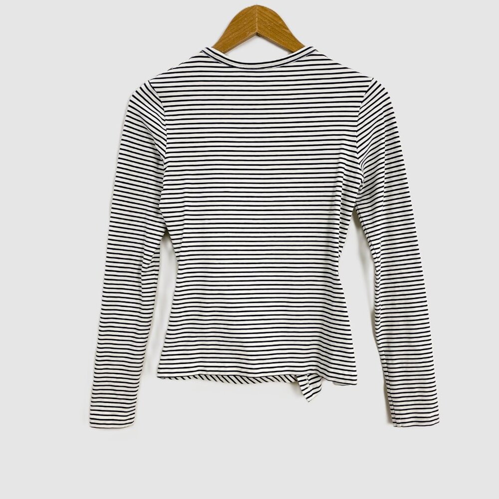 Paco Rabanne Striped Snap Button Asymmetric Drape Front Top - Picture 2 of 9